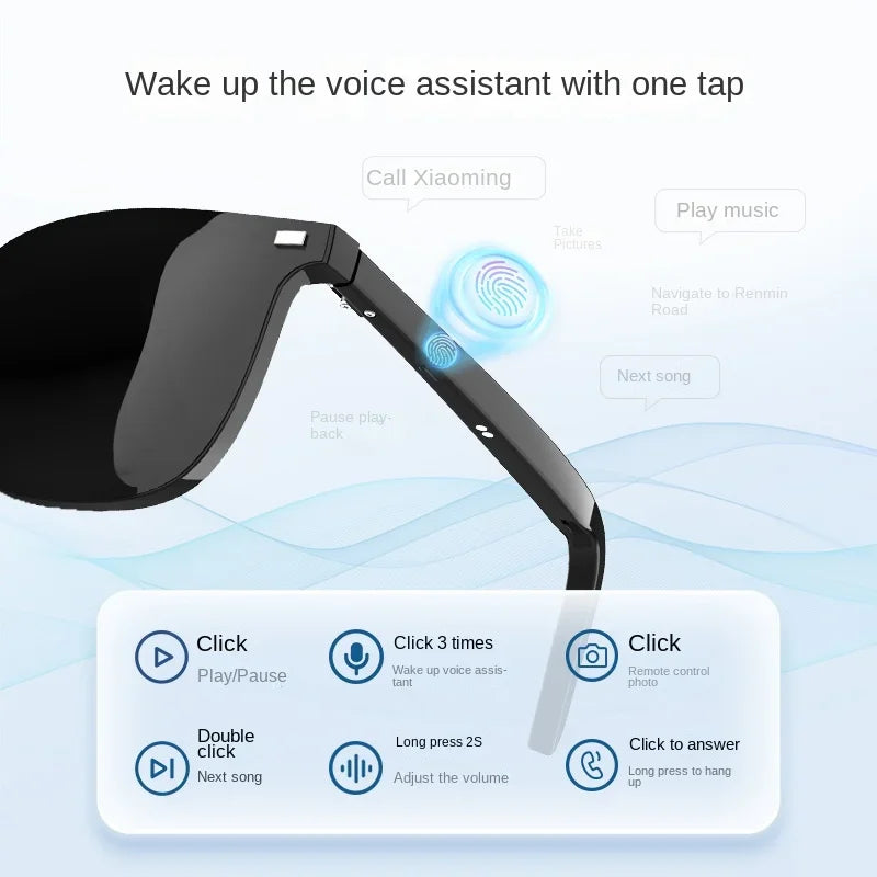 3-in-1 Smart Glasses Open Ear Music Hands-Free Calling Stereo Sound Wearable Headsets Smart Sports Anti-Blue Light Sunglasses