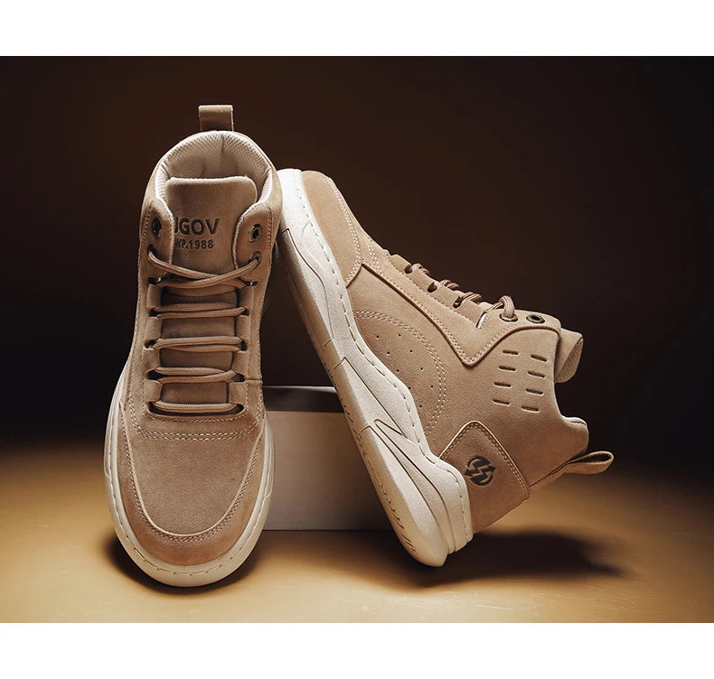 High Top Boots Men's Shoes Fashion Motorcycle Ankle Boots Shoes for Men Winter Boots Men's Sneakers Lace-Up Botas Hombre