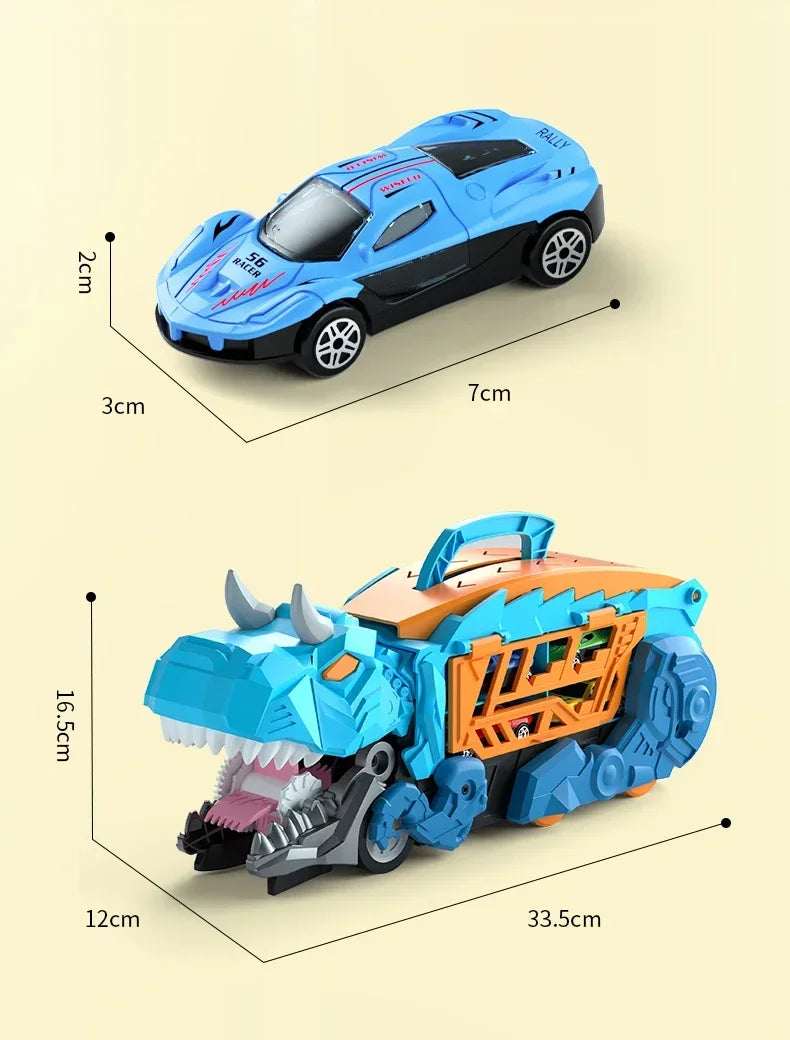 Dinosaur Toys for Kids Boys Ages 3-5, Car Track Set Dinosaur Transport Truck with Diecast Cars that Transform into Dinosaurs