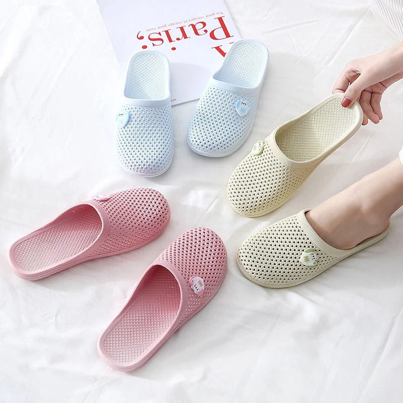 Fashionable Candy Color Hollow Toe Flat Non-Slip Waterproof Casual Slippers