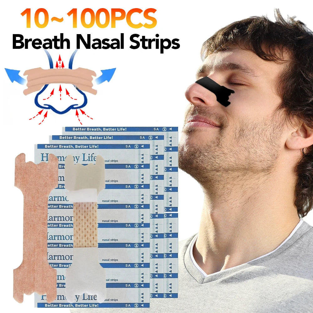 10/50/100pcs Breathing Nasal Strips Right Way Stop Snoring Anti Snoring Strips Easier Better Breathe Health Care Sleeping Well