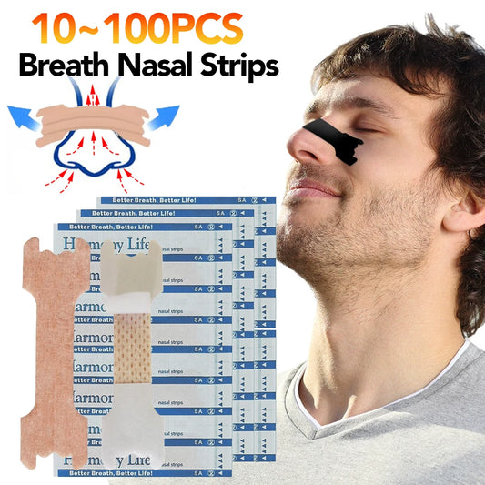10/50/100pcs Breathing Nasal Strips Right Way Stop Snoring Anti Snoring Strips Easier Better Breathe Health Care Sleeping Well