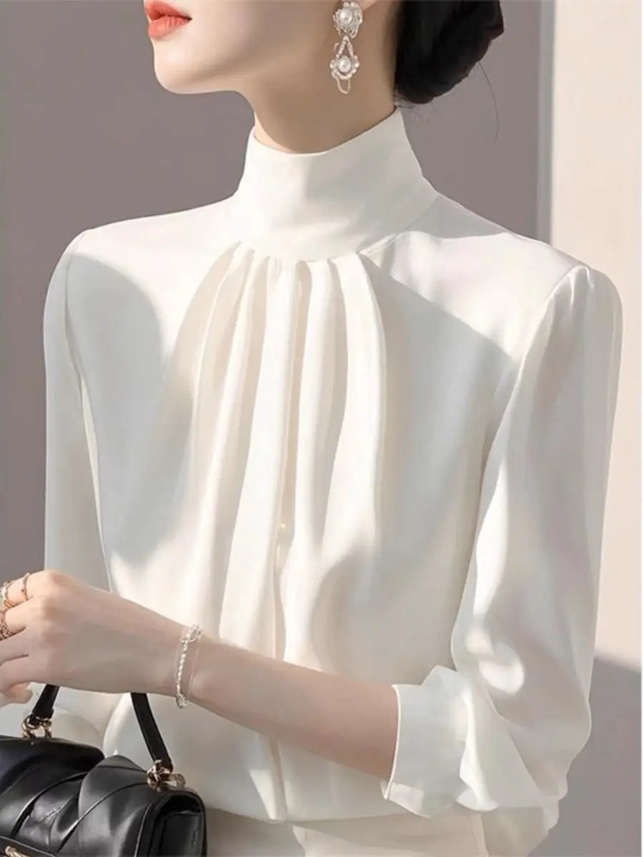 Women Clothing New Temperament Simplicity Shirt Tops Spring Long Sleeve Loose Solid All-match Elegant Blouse Fashion High Street
