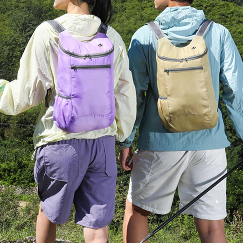 حقيبة ظهر رياضية ترفيهية خارجية، حقيبة قابلة للطي، تخزين خفيف، مقاومة للتآكل، حقيبة ظهر للمشي لمسافات طويلة وركوب الدراجات