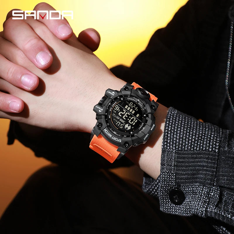 SANDA Outdoor Sports Men Watch Waterproof LED Analog Digital Show Multifunction Big Dial Electronic Wristwatch G style Male Cloc