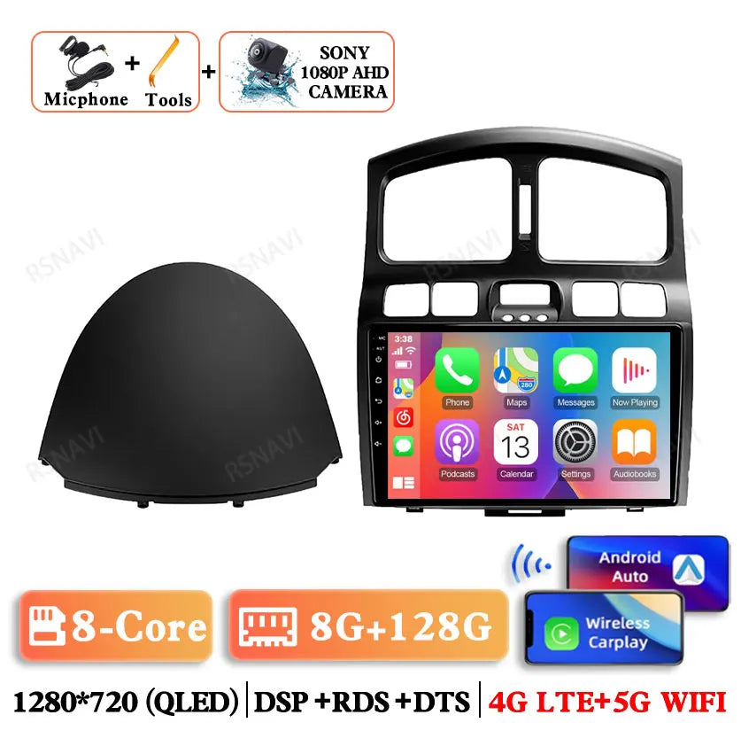 أندرويد 15 لسيارة هيونداي كلاسيك سانتا في 2000-2004 جاك S1 (رين) 2005-2015 راديو سيارة كوالكوم بي تي نظام ملاحة جي بي إس كيو إل إي دي 5 جي واي فاي أوتو