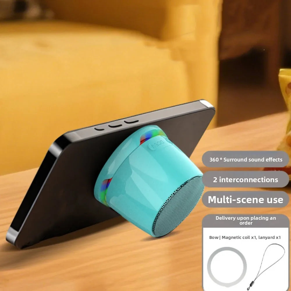 Bluetooth 5.3 Magnetic Mini Speaker Deep Bass HD Sound RGB Light Speaker Anti Lost Compact Design Portable Sound Box Outdoor Use