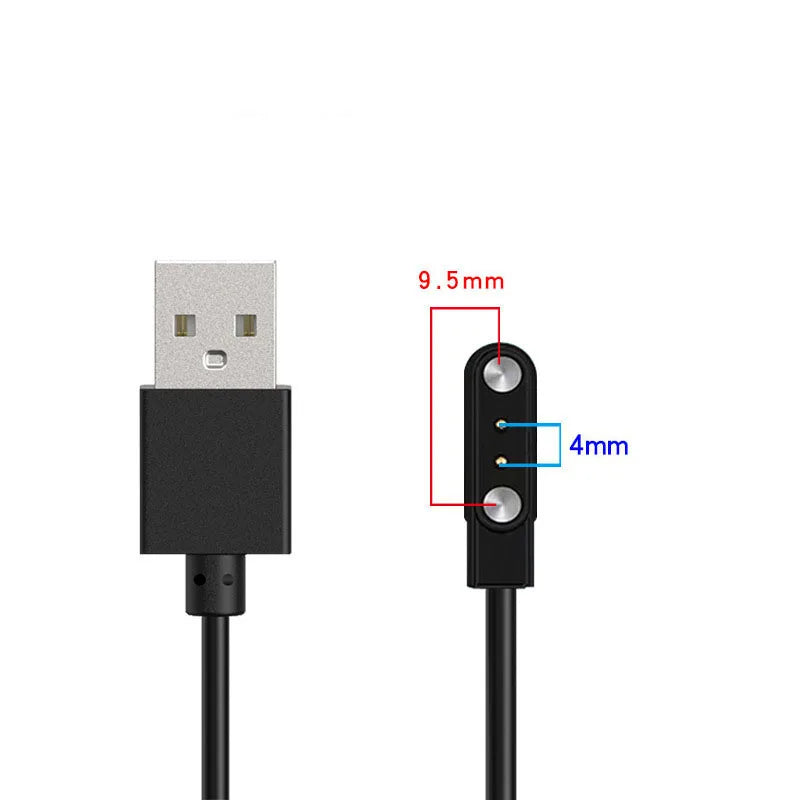 محول شاحن ساعة ذكية مزود بدبوسين و4 دبابيس وكابل شحن USB لساعة ذكية للبالغين/الأطفال وملحقات سلك شحن الطاقة