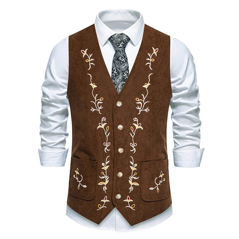 Mens Suit Vest Fashion Slim Fit Embroidered Men Waistcoat Tops Slim Business Vest Waistcoat Man England Style Male Leisure Sets