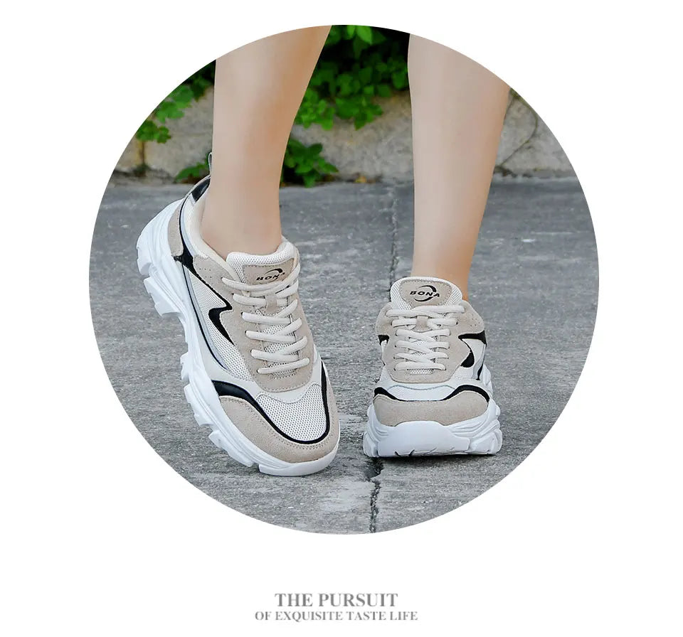 BONA 2023 New Designers Breathable Outdoor Light Weight Sneakers Women Platform Walking Shoes Ladies Feminino  Mujer