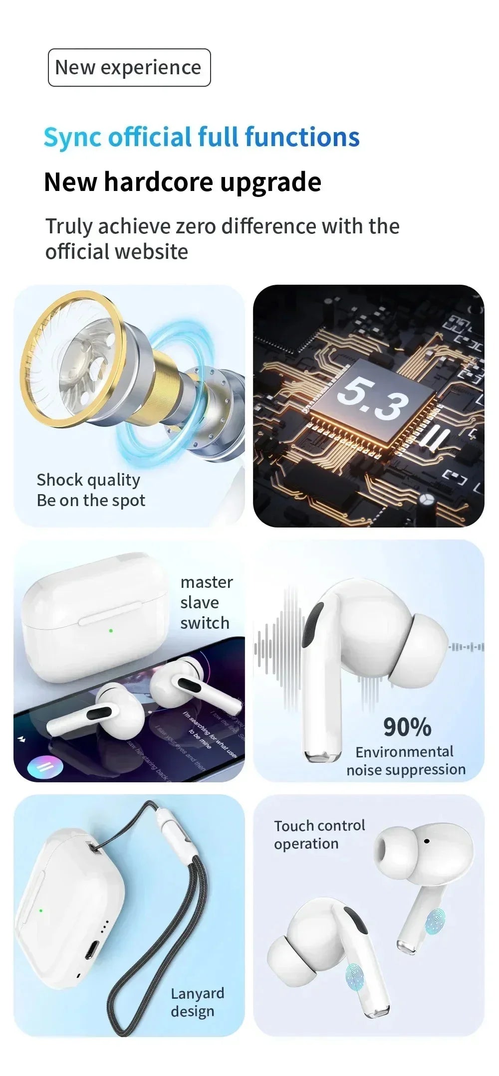 High-performance wireless Bluetooth headset - portable mini design, clear sound quality, long battery life, suitable for sports