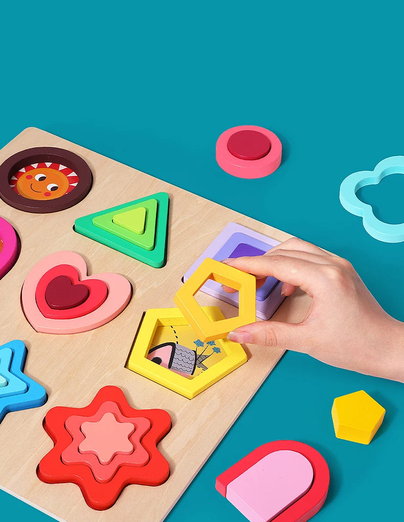 Toddlers 3D Wooden Puzzles Educational Toys Montessori Toys for Kids Educational Games Shape Intelligence Toys Children's Gifts
