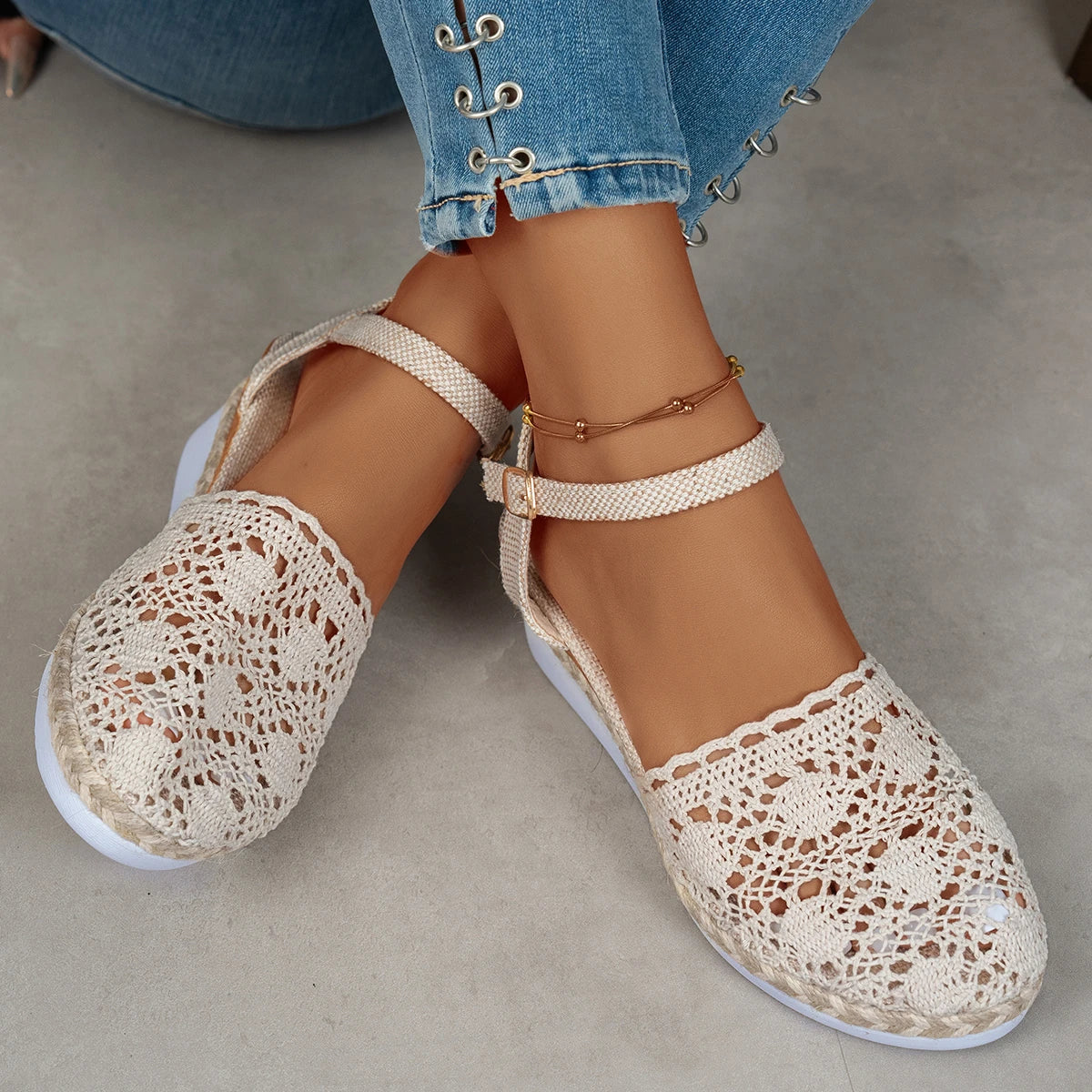 Women Sandals Summer New Fashion Canvas Wedge Sandals Casual Espadrilles Fashion Elegant Platform Woman Sandals