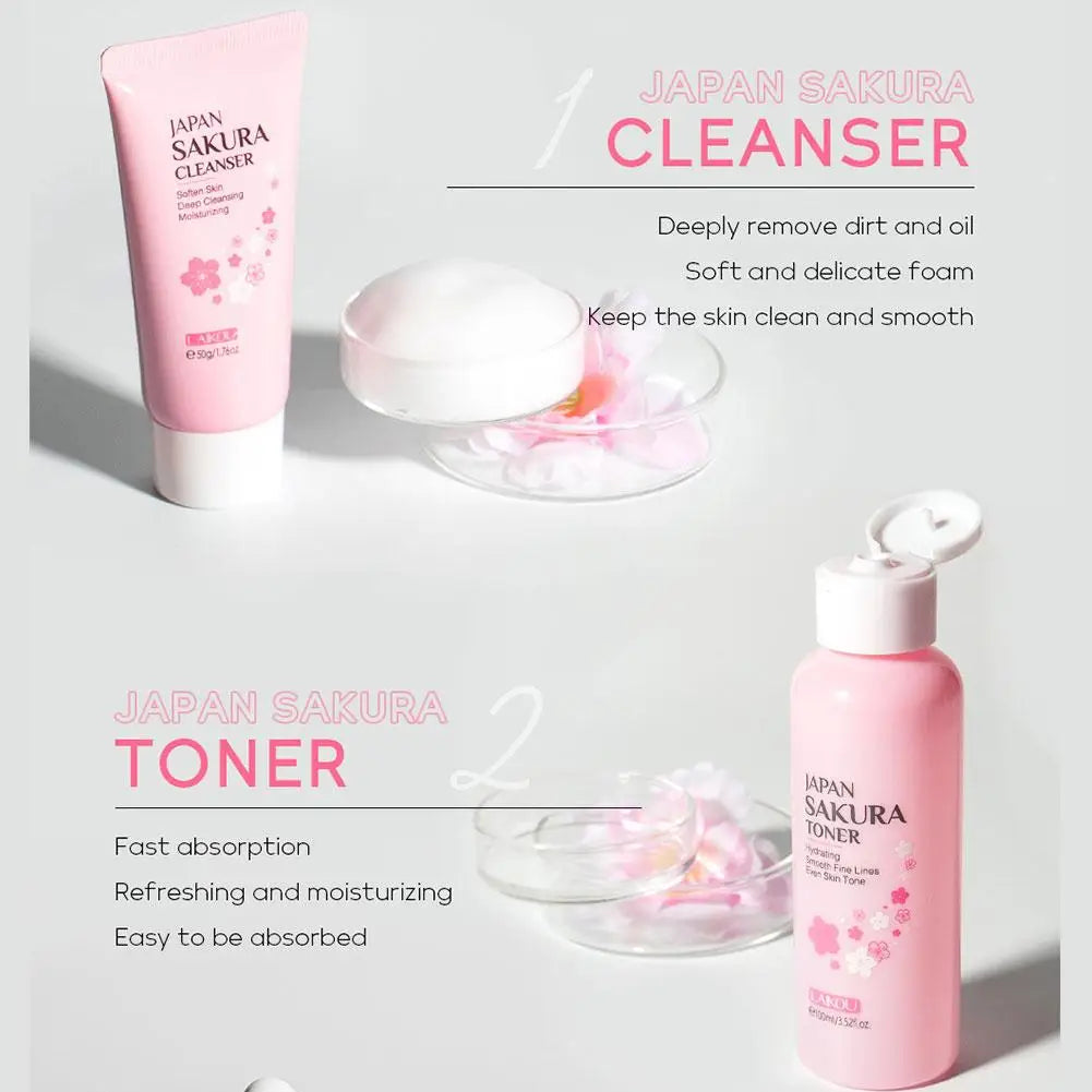 6pcs/Set Sakura Skin Care Sets Gift Sets Skin Care Kit with Cleanser Face Cream Serum Toner Facial Cleanser Product Gift Box New