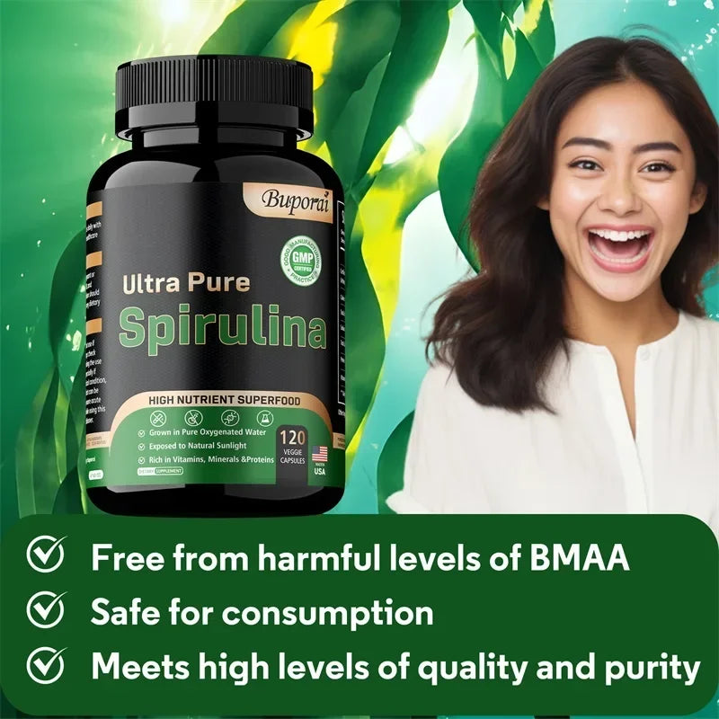 Organic Spirulina Supplement - Detoxification, Nutrition, Immune System Health, Cardiovascular Health, Antioxidant