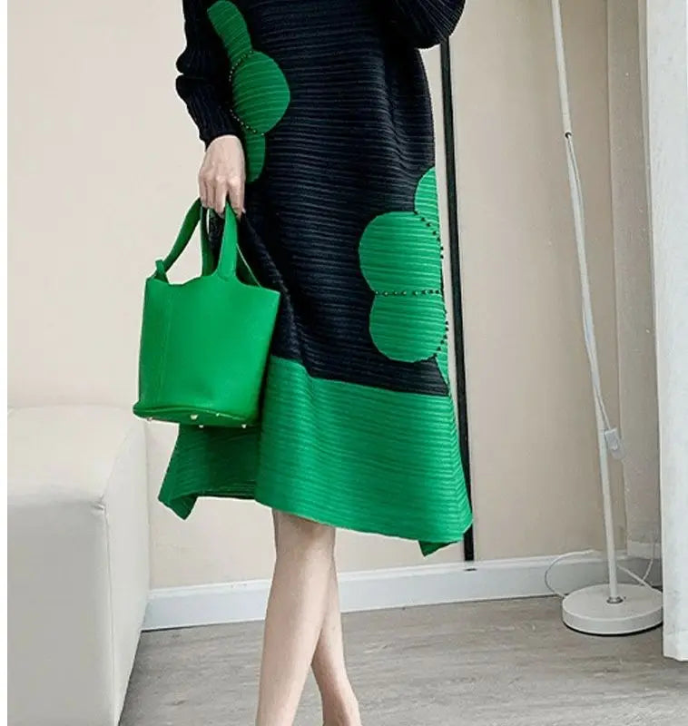 Womens Dresses Long Dresses High-quality Printed Long Skirt Elegant Temperament and Pleated Fashion High-end Round Neck Dress SwiftNest