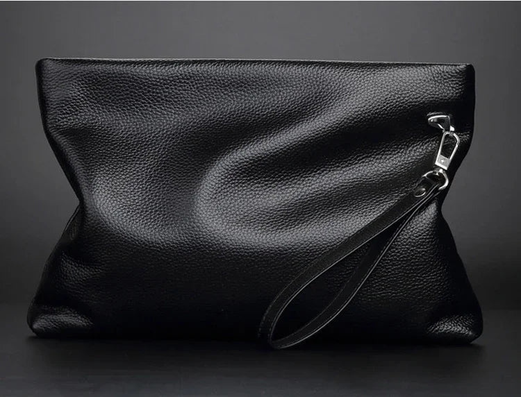 حقيبة يد أصلية من SENOFAN للرجال مخططة من جلد البقر الطبيعي، حقيبة يد رجالية، محفظة بتصميم مظروف، إصدار كوري رائع