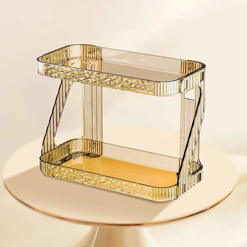 Bathroom Double Layer Cosmetics Storage Rack Toilet Hangable Cosmetic Storage Shelf Washstand Desktop Skincare Storage Organizer