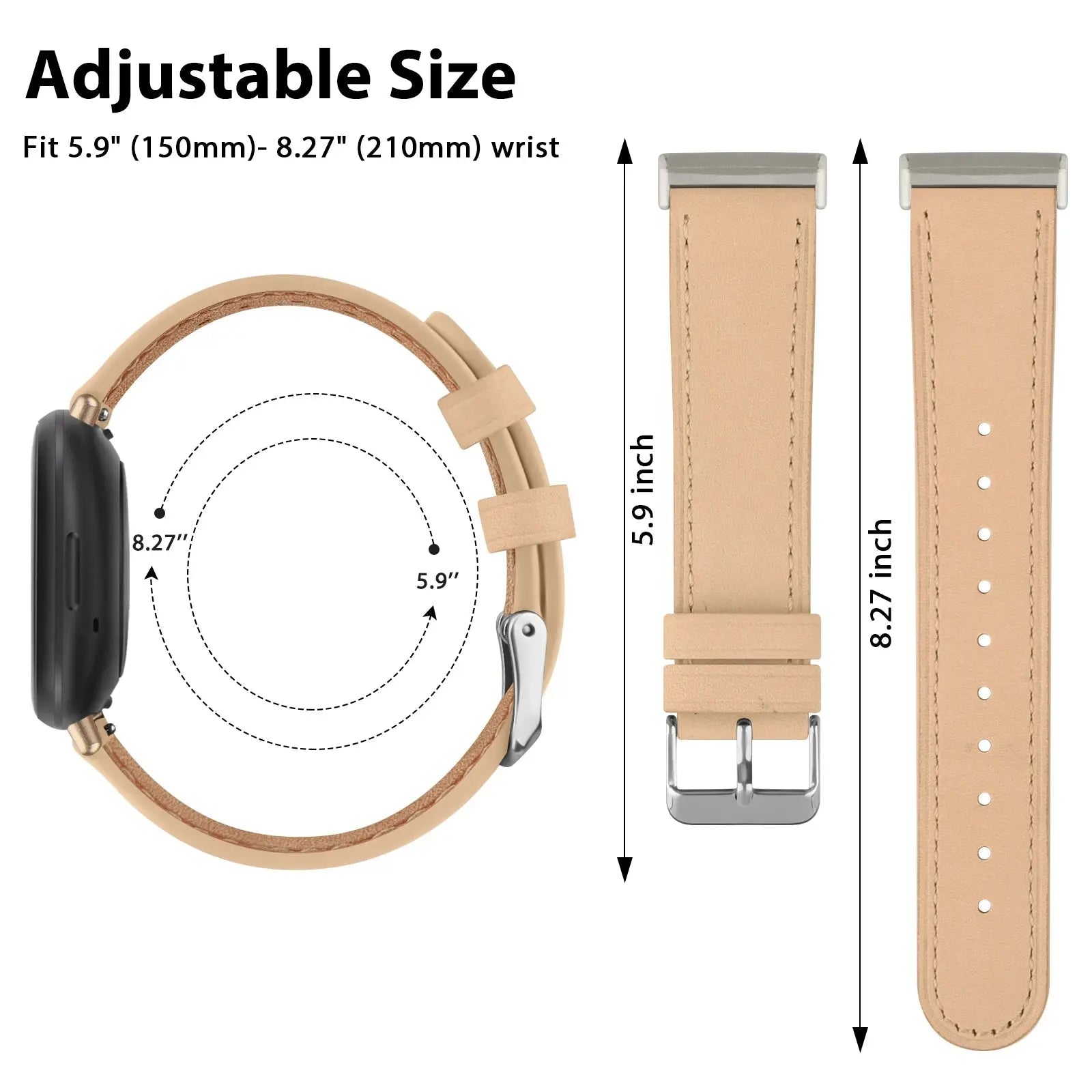 Genuine Leather Band For Fitbit Versa 3/Versa 4 Strap Bracelet For Fitbit Sense/Sense 2 Watch Band Adjustable Wristband SwiftNest