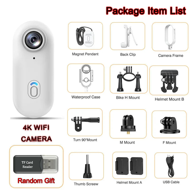2024 Hot Gift 4K HD Mini Camera Action Cam Wifi High Quality Outdoor Sports Camera Camara Body Cam Camaras Photographic Video
