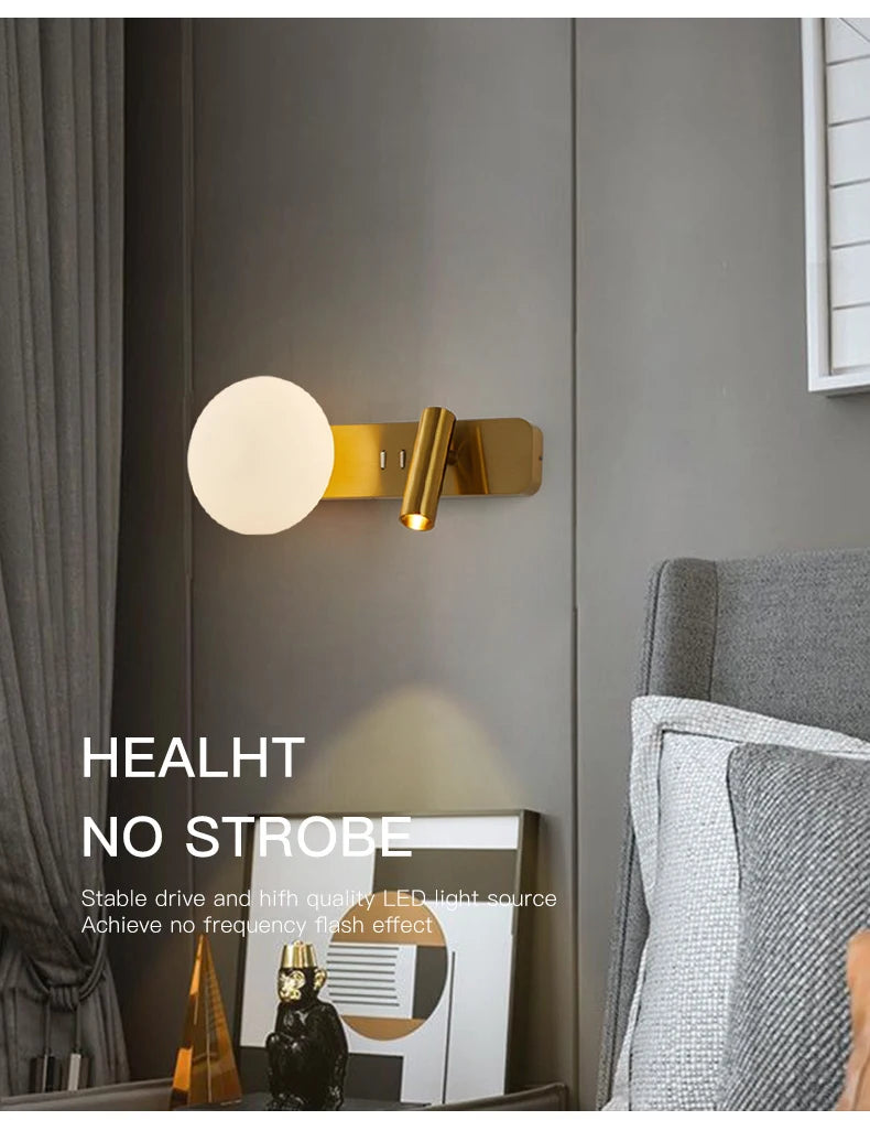 مصباح حائط LED بجانب السرير في غرفة النوم، مصباح حائط بسيط إبداعي قابل للتعديل، ممرات غرفة المعيشة الحديثة، أريكة، خلفية تلفزيون، أضواء جدارية