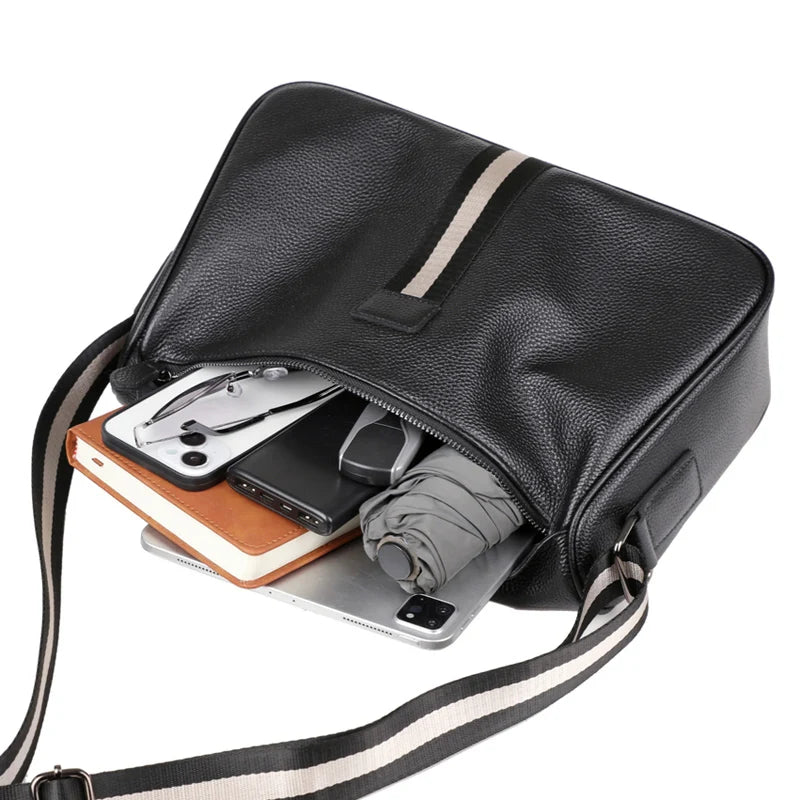 Genuine Leather Women Men Shoulder Bags Cowhide Leather New Design Crossbody Messenger Bags Fashion Style Commuting Sac A Main