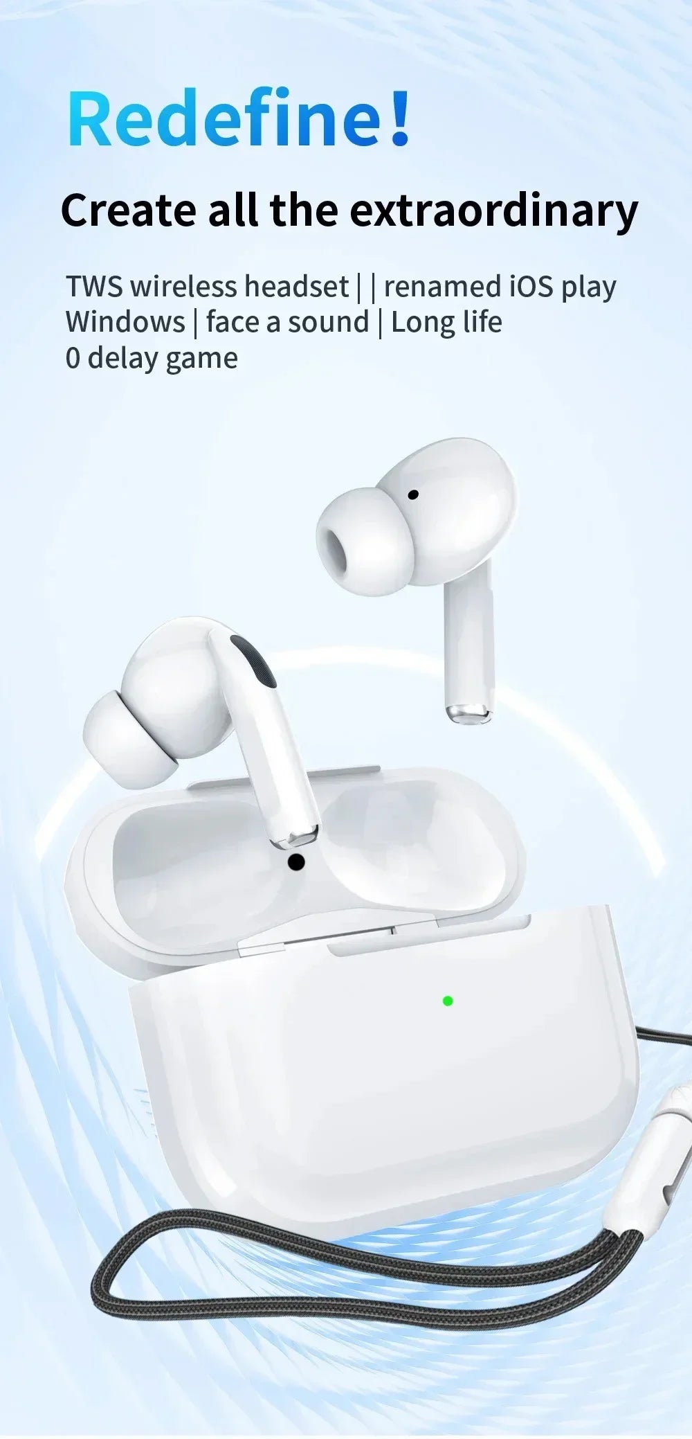 High-performance wireless Bluetooth headset - portable mini design, clear sound quality, long battery life, suitable for sports