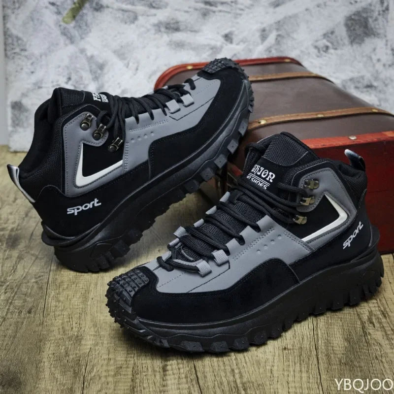 Outdoor Men's Hiking Casual Lightweight Anti Slip Slightly Vulcanized Shoes Waterproof High Top Hiking Sports Camping Men Shoes