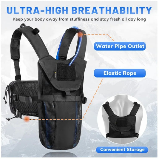 Lightweight running hydration vest backpack Outdoor sports waterproof chest bag Ideal for hiking cycling hunting mountaineering