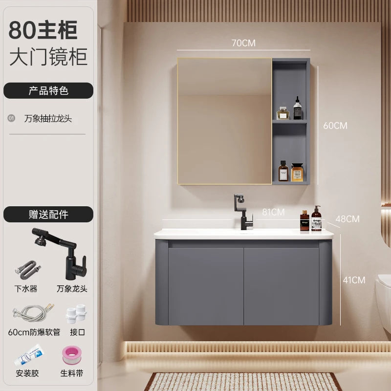 Standing Storage Bathroom Cabinet Shelf Light Mirror Organizer Bathroom Cabinet Vanity Shower Rack Banyo Dolabi Furniture