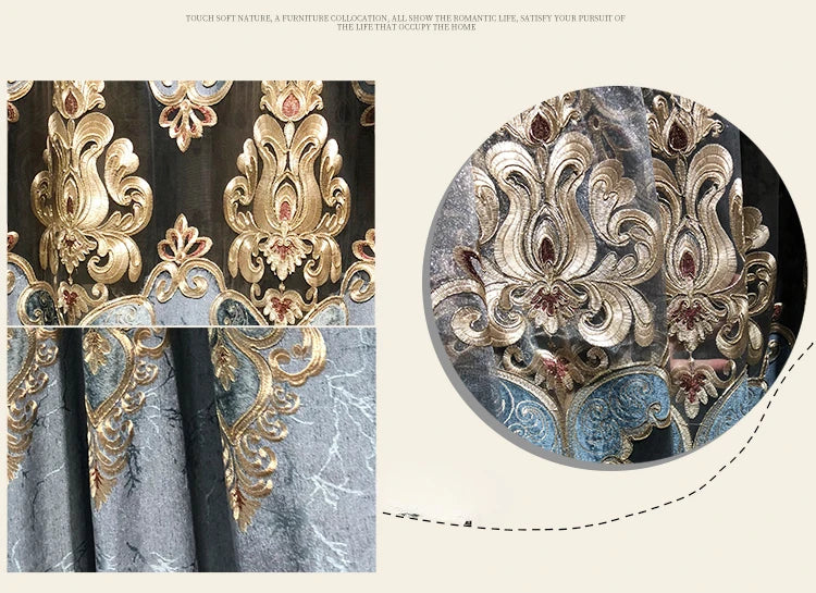 ستائر على الطراز الأوروبي لغرفة المعيشة وغرفة الطعام وغرفة النوم، تطريز فاخر من قماش التول الفاخر، نافذة دراسة، ستارة مخصصة