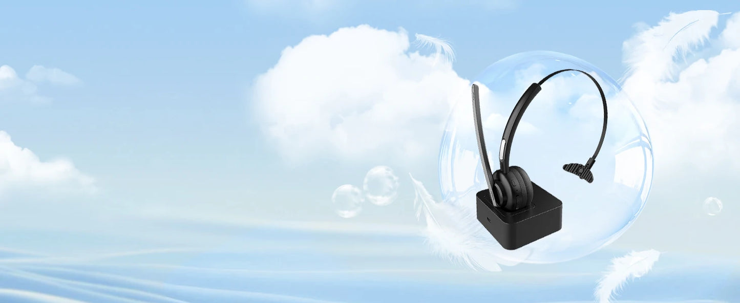 سماعة بلوتوث، سماعة رأس لاسلكية مزودة بميكروفون للعمل، سماعات رأس بلوتوث V5.3 لسائقي الشاحنات، سماعة رأس للكمبيوتر مزودة بميكروفون