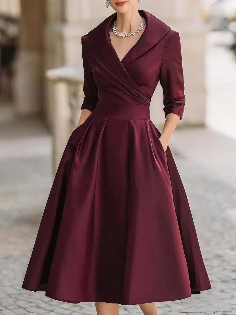 Women's Fashion Dress New Style V-neck Waist-hugging Makes You Look Slim And Elegant Long Sleeves Maxi Prom Dresses  For Women