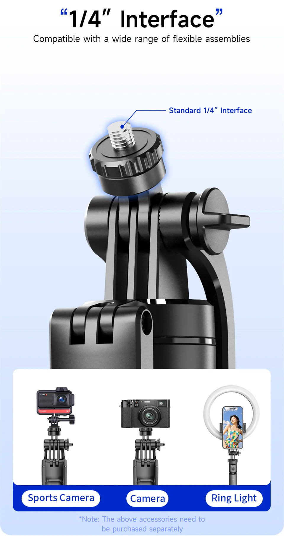 MEUYAG Selfie Stick Tripod with 1708mm Long Monopod Fill Light, Bluetooth Remote, 360° Rotation, 1/4 Interface, for mobile phone