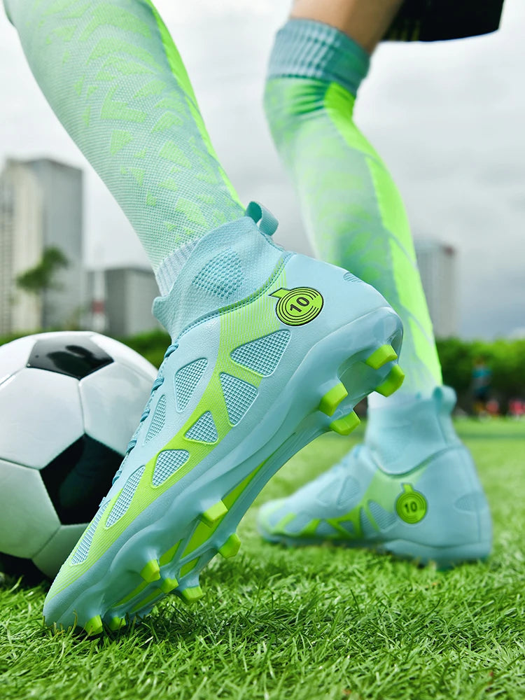 Professional Soccer Shoes Men Outdoor High-Top Sports Football Boots Boots Ag/Fg Long Spikes Artificial Grass Training Match Spi