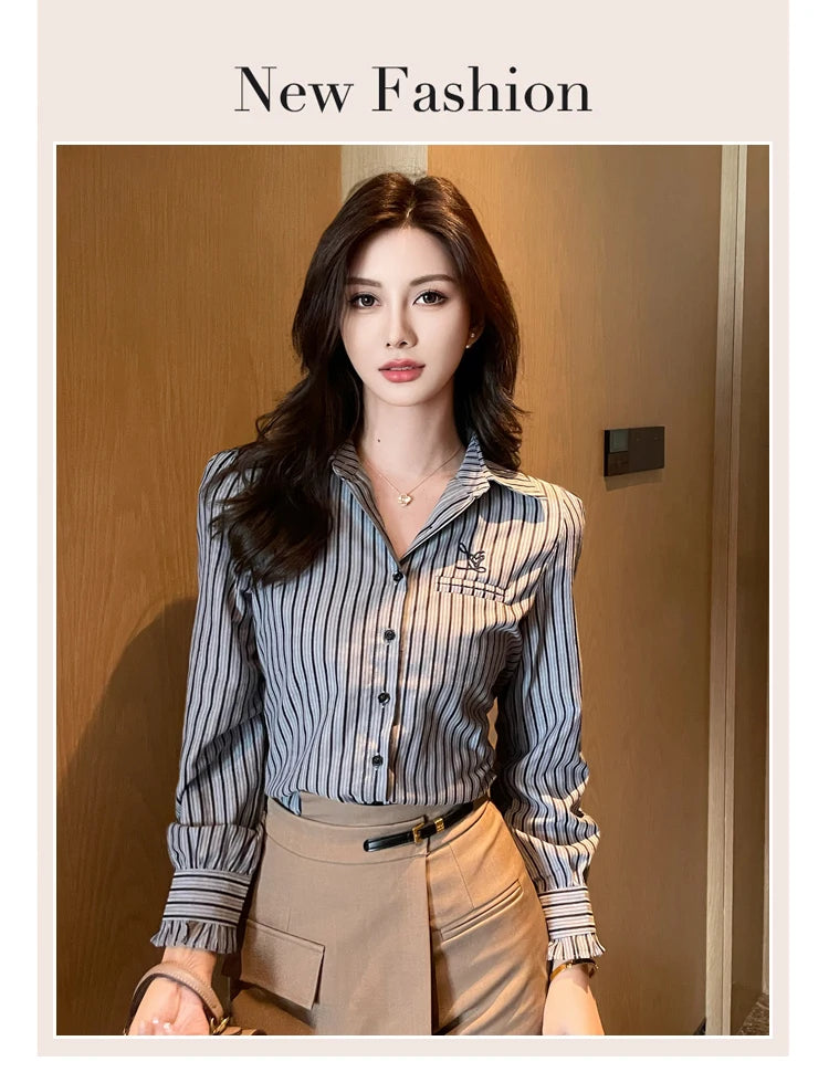 Fashion design Women Blouses for a Chic Look New elegant office ladies striped shirts tops