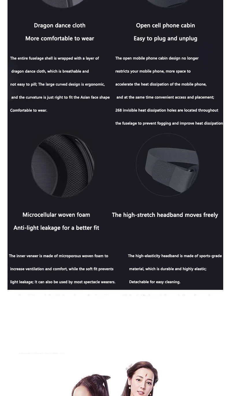 Original Xiaomi VR Glasses PLAY2 Phone Kit Black Tech Virtual Reality 3D Headset - Smart Gaming Helmet & Fashion Goggles