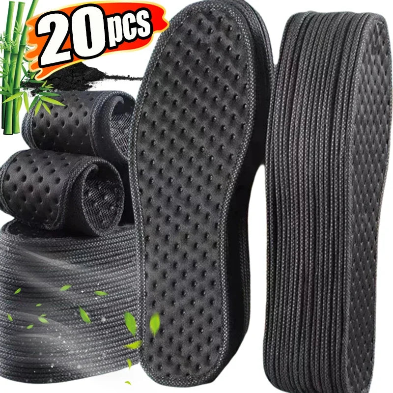 2/20pcs Bamboo Charcoal Deodorant Insoles Mesh Breathable Absorb-Sweat Shoe Pads Men Running Sport Insert Light Weight Insole
