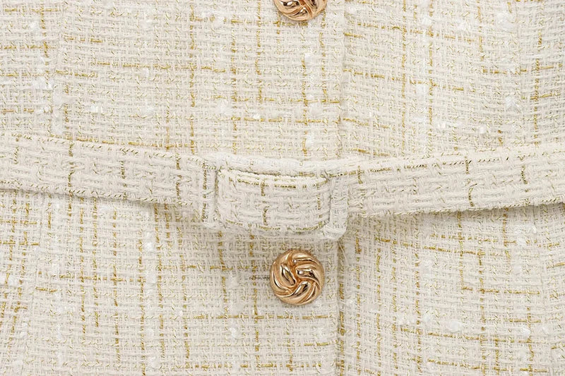 Women's Tweed Waistcoat Fashion with Belt O NeckSleeveless Vests Female Outerwear Chic Tops SwiftNest