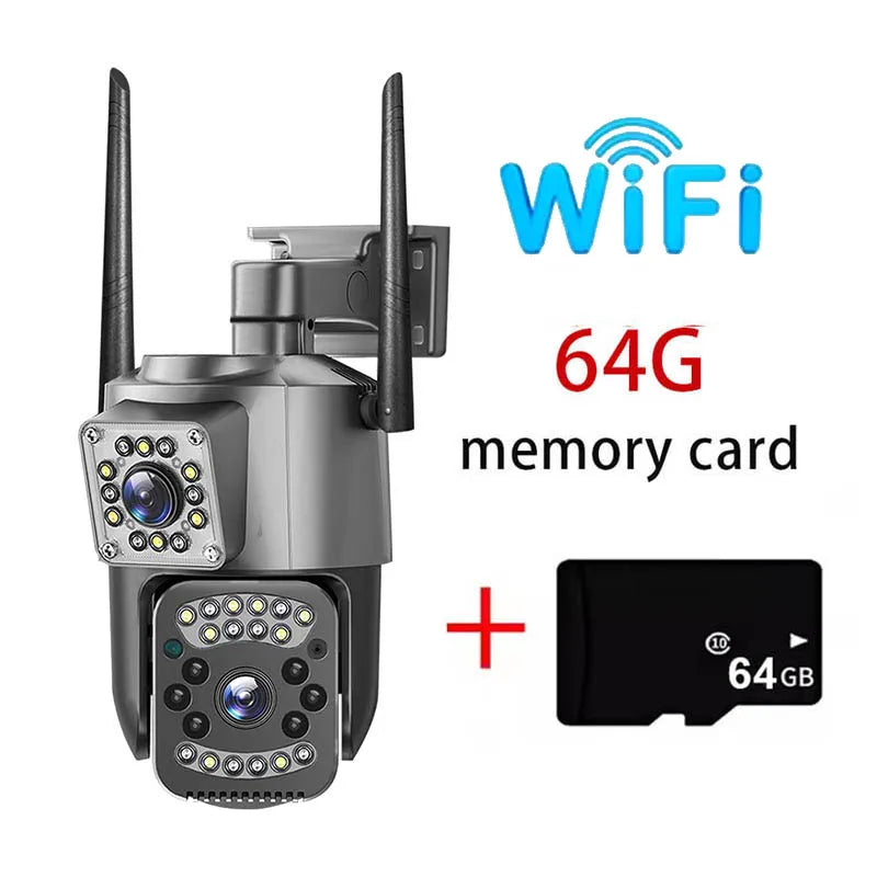 4K 8MP WIFI IP Camera HD PTZ 4G SIM Dual Lens Video Camara 8X Zoom Human Trackin IP66 Waterproof V380 Pro Outdoor Wireless CCTV