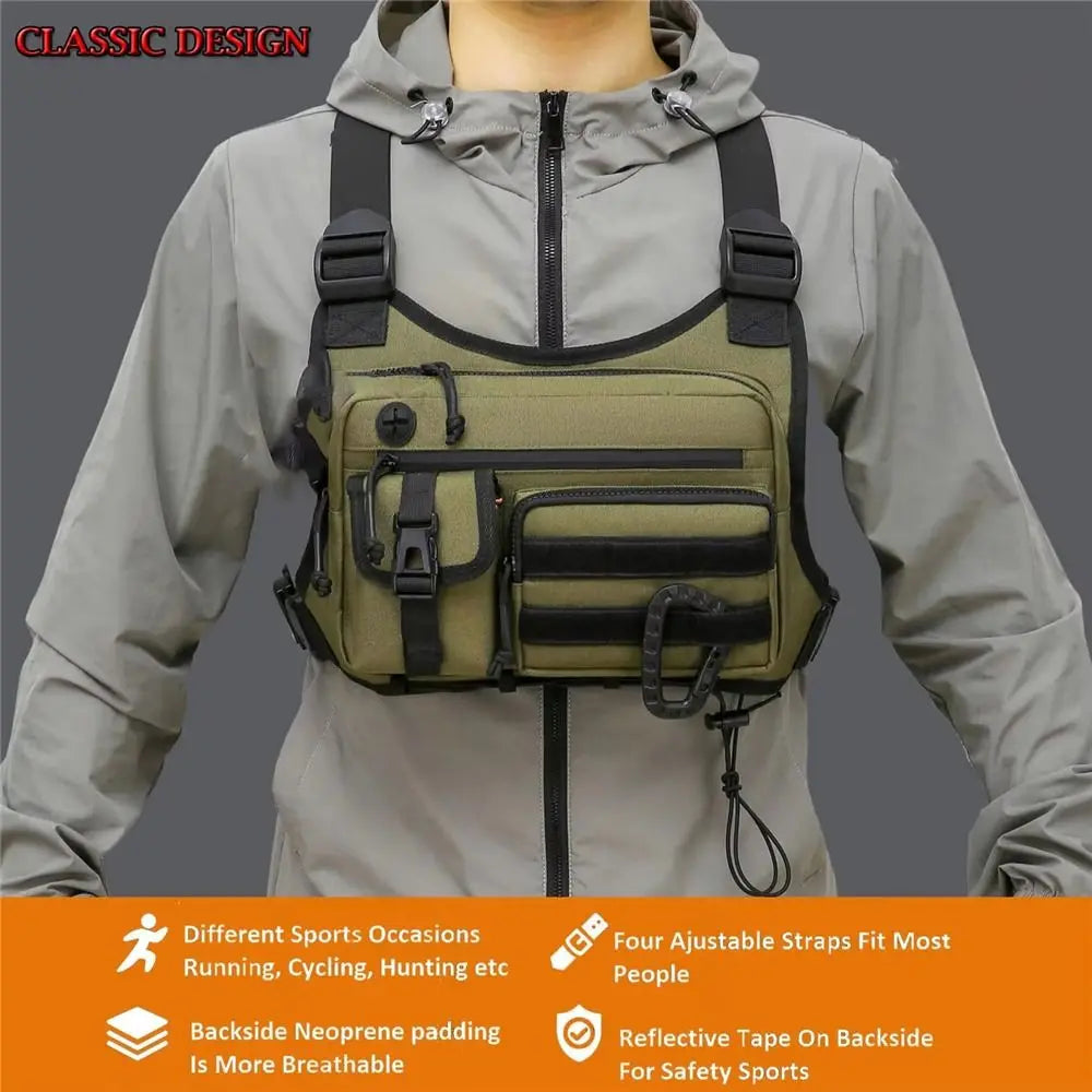 Sports Workouts Anti-Theft Outdoor Chest Bag Adjustable Waterproof Running Vest Pack Fishing Vest Men and Women