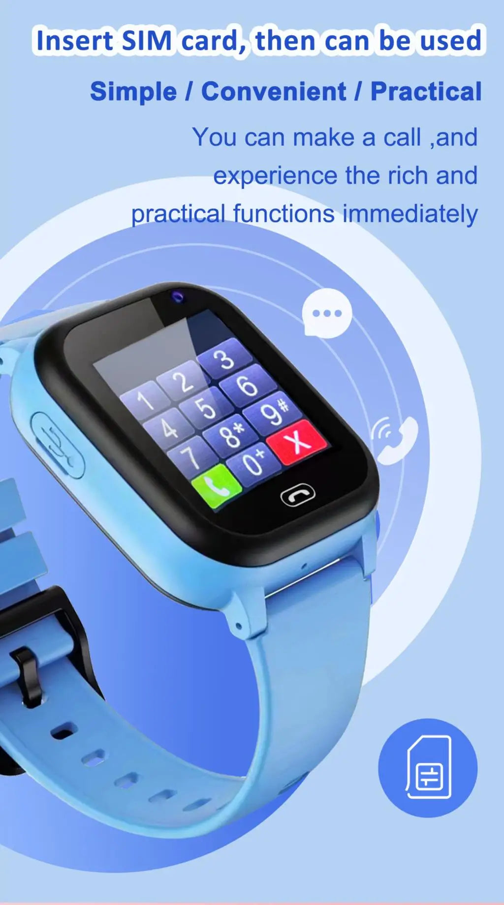 Kids Smart Watch SOS LBS Location Sim Card Call Child SmartWatch Camera IP65 Waterproof Watch Phone For Boys Girls Present Gift