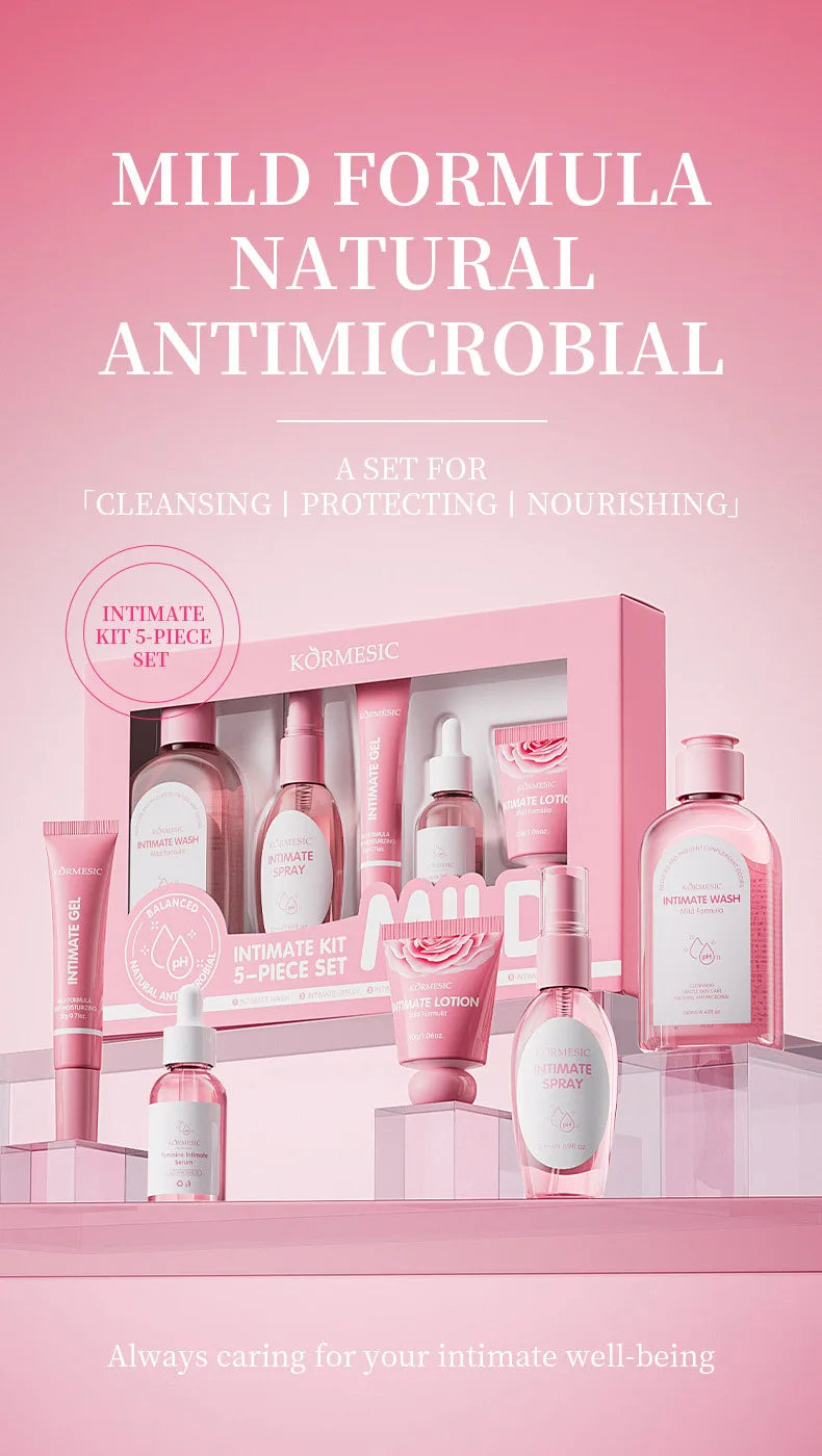 5pcs/set KORMESIC Women's Intimate Care Bundle Daily Skin Routine Set Beautifying Wash Bath Brightening Delicate Smooth Kit