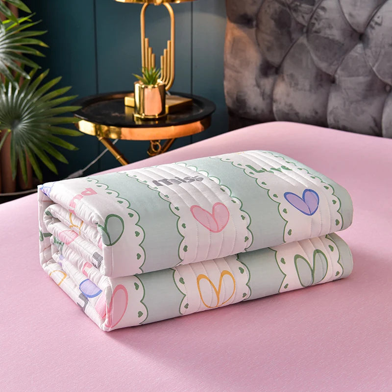 لحاف صيفي من القطن المغسول، لحاف مكيف للهواء، بطانية ناعمة وجيدة التهوية، مفرش سرير مطبوع عليه أوراق رقيقة، غطاء سرير، منسوجات منزلية