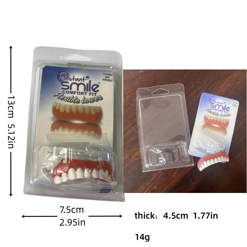 False Teeth Silicone Upper Lower Veneers Perfect Denture Silicone Kit Temporary Orthodontic Fake Tooth Oral Hygiene Care