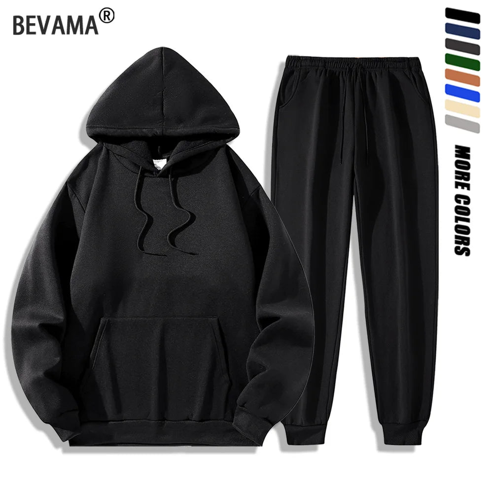 Men's Sports Suit Autumn and Winter Outdoor Sports Hoodie + Pants 2 Sets Fashion Loose Casual Sportswear Pullover and Pant