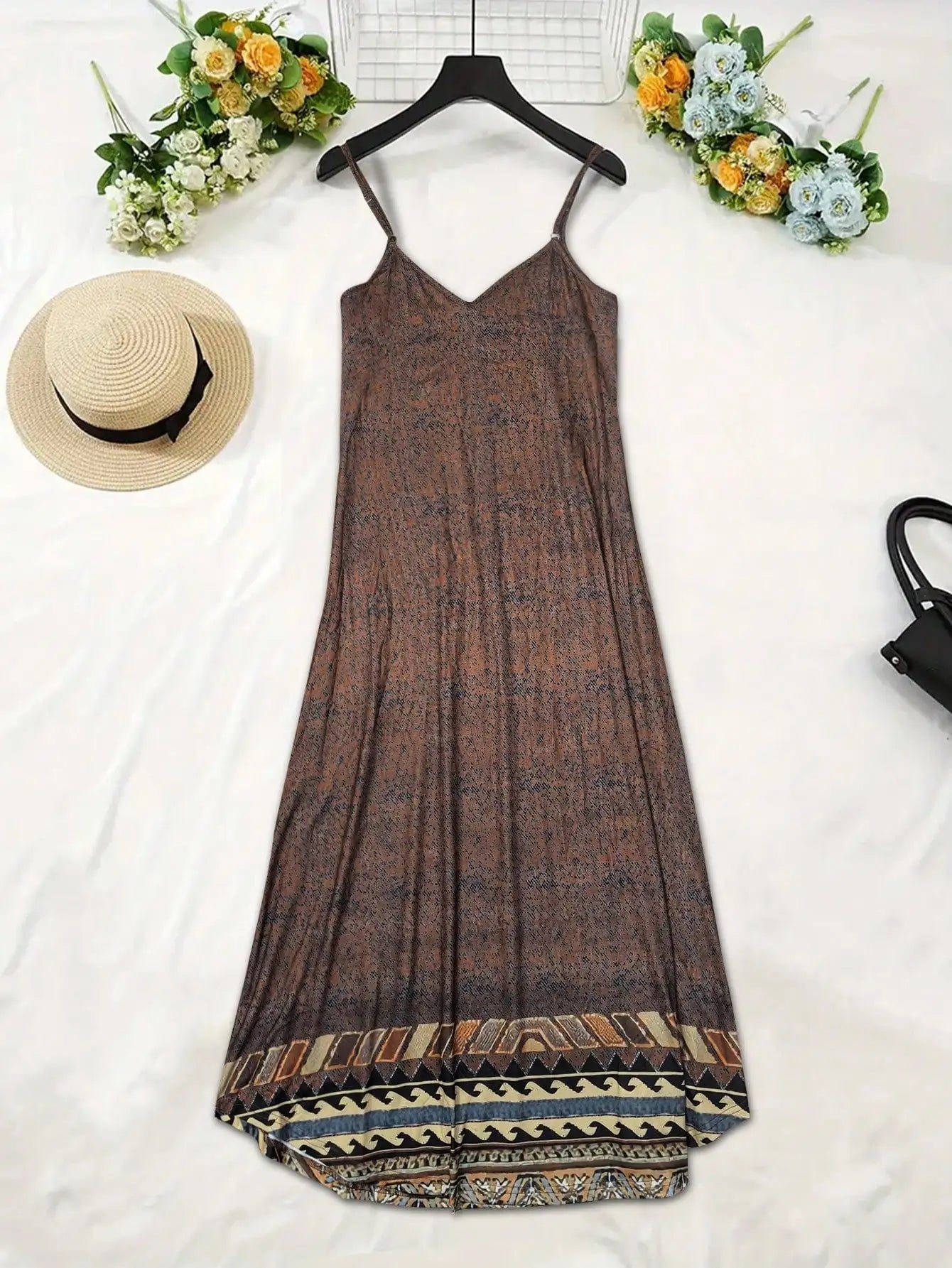Women's Fashion Western Ethnic Print Casual Suspender Dress SwiftNest