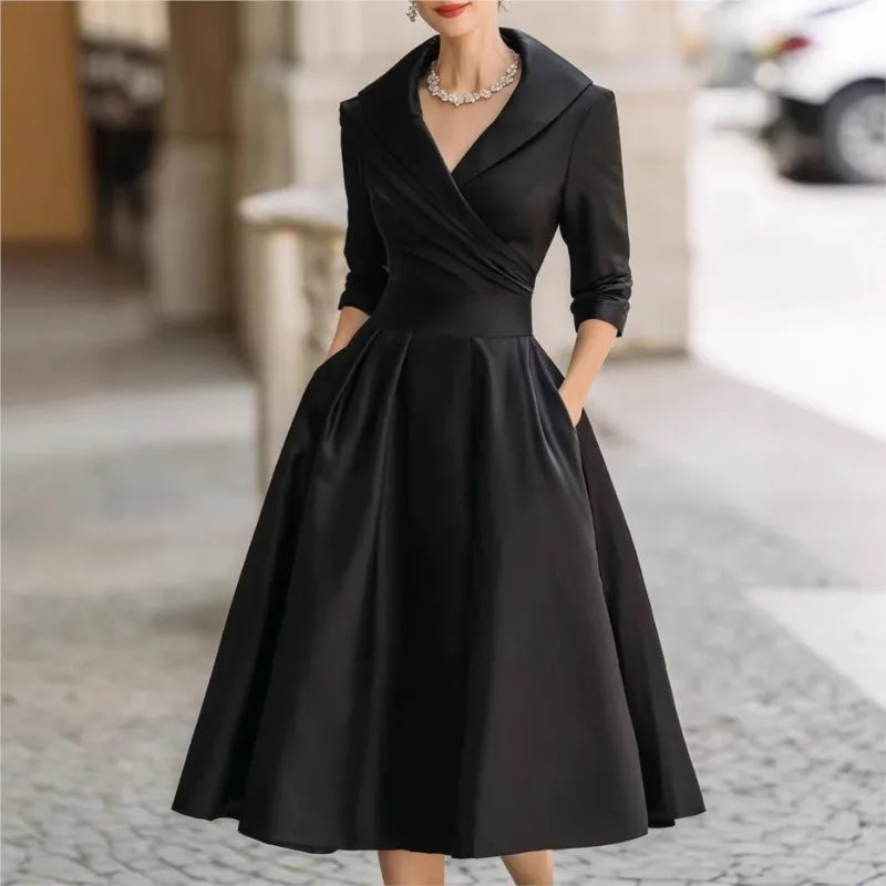 Women's Fashion Dress New Style V-neck Waist-hugging Makes You Look Slim And Elegant Long Sleeves Maxi Prom Dresses  For Women