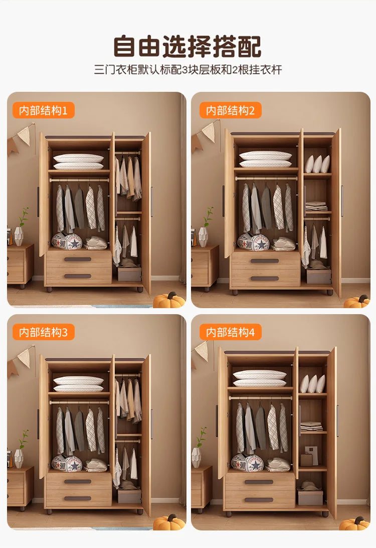 Storage Wooden Wardrobes Bedroom Hanger Shirts Clothing Wardrobes Layered Apartment Ropero Armable De Ropa House Accessories