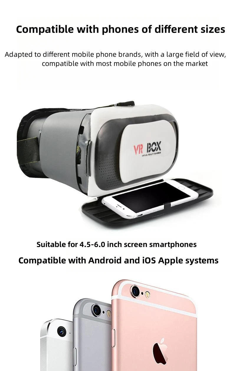 نظارات الواقع الافتراضي ثلاثية الأبعاد، سماعة رأس مثبتة على الرأس، قابلة للتعديل، مناسبة للهواتف الذكية التي تعمل بنظام أندرويد بقياس 4.7-6.1 بوصة، خوذة لألعاب أفلام الواقع الافتراضي